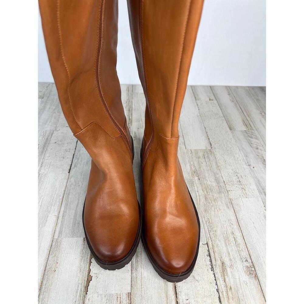 Nordstrom LEA Boots Womens Size 5.5 Tan Riding Knee-High Side Zip Classic - Picture 7 of 10